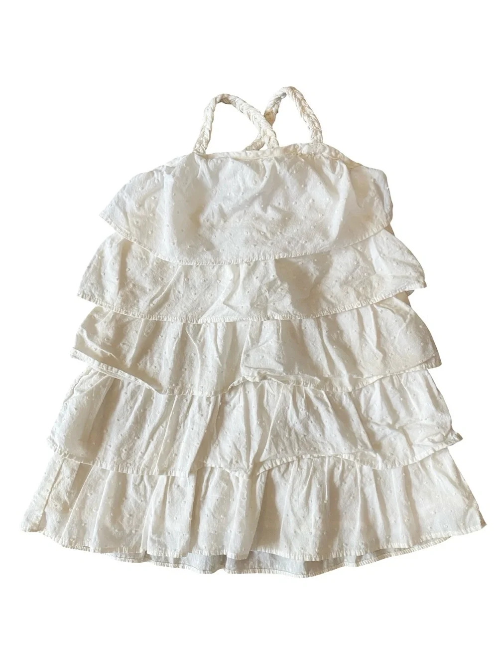 Oshkosh - White Tiered Ruffled Sleeveless Dress with Bloomers - Size 18 mo
